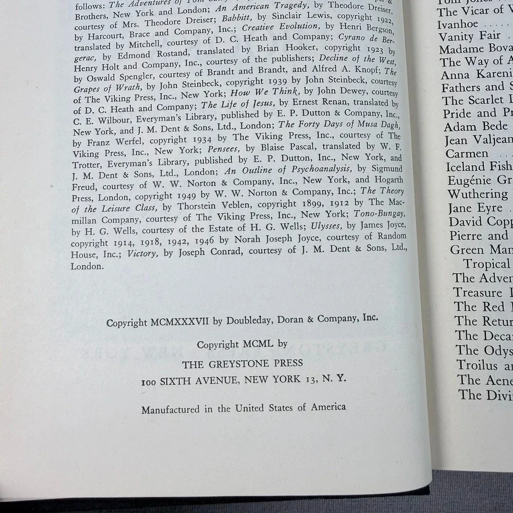Spencer Armstrong 101 of the World's Greatest Books Hardcover 1950 Anthology